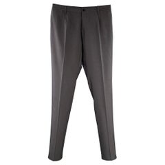 Dolce & Gabbana Size 30 Charcoal Grey Wool Silk Flat Front Zip Fly Dress Pants