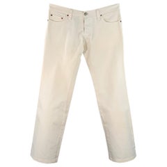 DSQUARED2 Taille 34 Pantalon droit décontracté en coton sergé crème