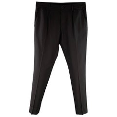 DOLCE & GABBANA Taille 30 Pantalon habillé à fermeture éclair en laine noire