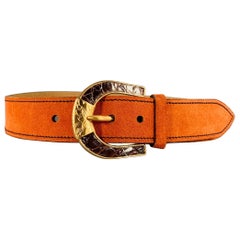 PRADA Cintura in pelle scamosciata oro arancione taglia 32