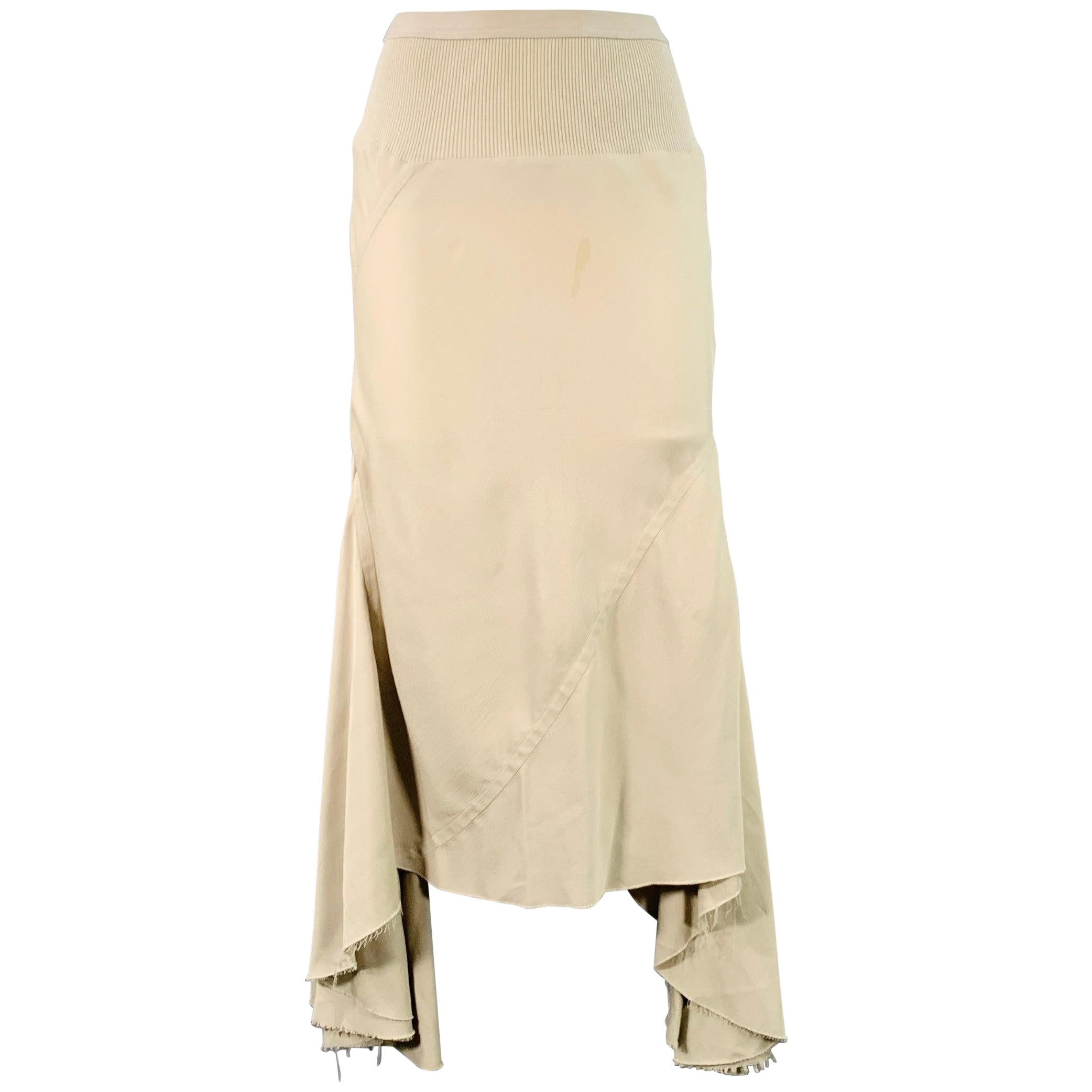 RICK OWENS SS16 Size 6 Cyclops Green Sage Viscose Blend Asymmetrical Long Skirt For Sale