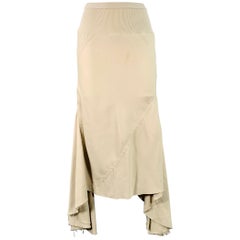 RICK OWENS SS16 Size 6 Cyclops Green Sage Viscose Blend Asymmetrical Long Skirt