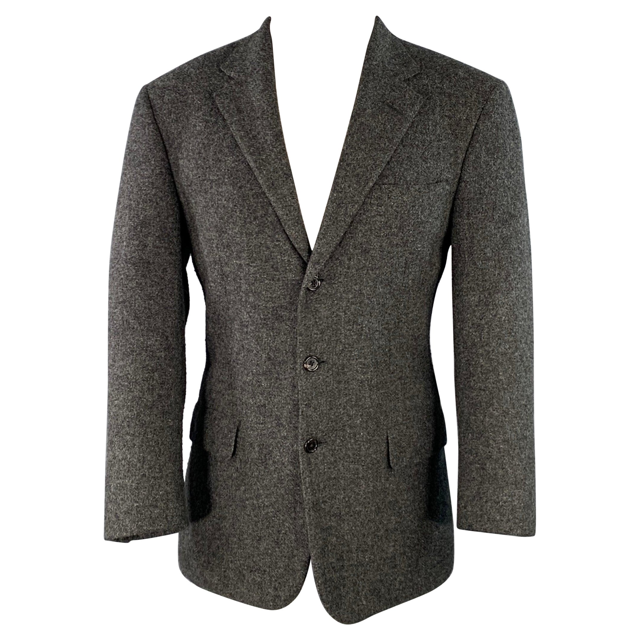 RALPH LAUREN Size 38 Regular Grey Black Heather Notch Lapel Sport Coat For Sale