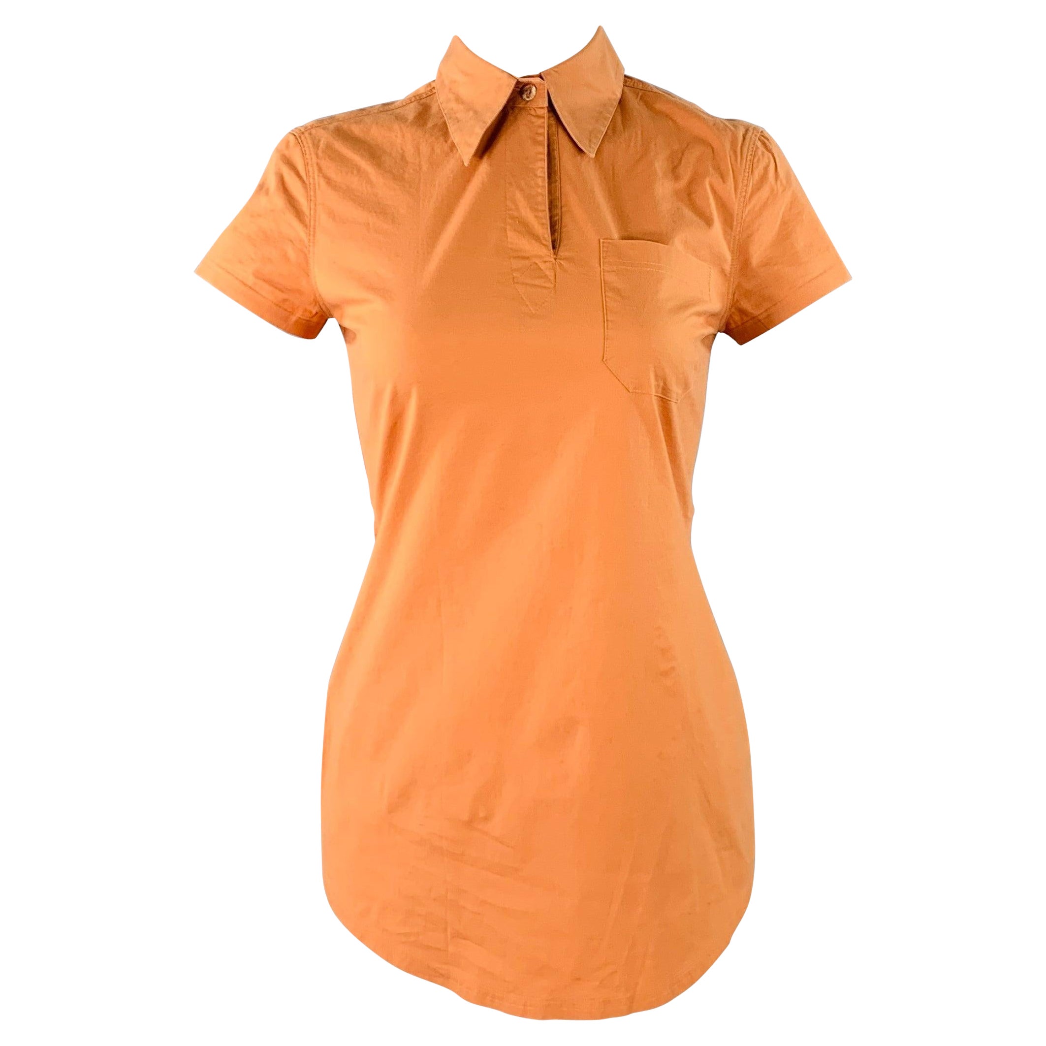 JEAN PAUL GAULTIER Taille 8 Orange Cotton Blend Short Sleeve Casual Top en vente