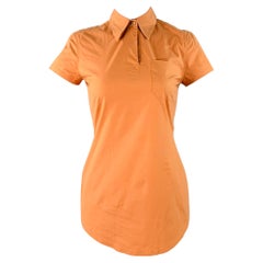 JEAN PAUL GAULTIER Taille 8 Orange Cotton Blend Short Sleeve Casual Top