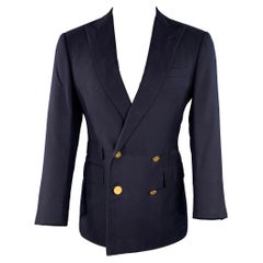 RALPH LAUREN Size 38 Regular Navy Cashmere Double Breasted Sport Coat
