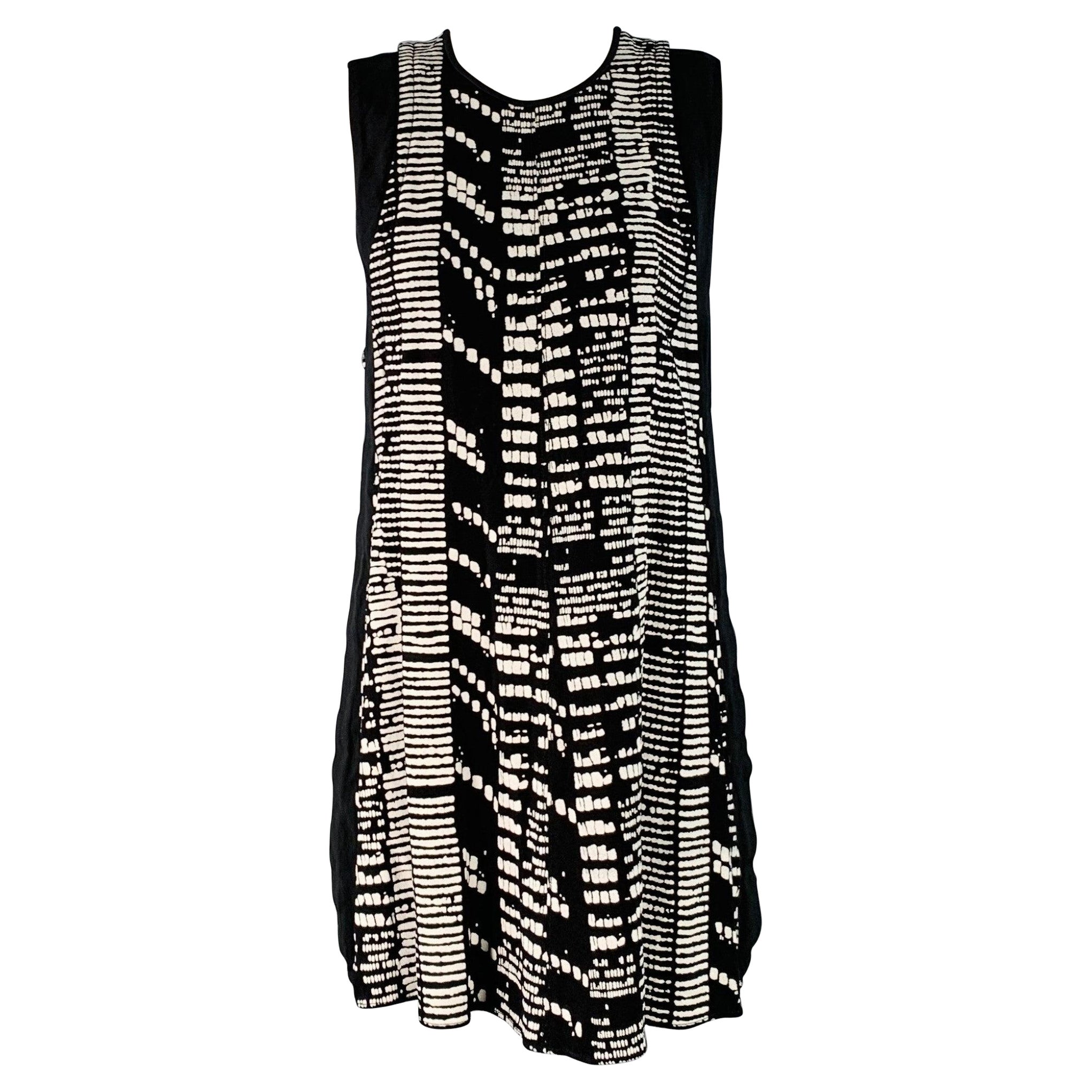 PROENZA SCHOULER Taille 4 Robe sans manches en viscose texturée noir et blanc en vente
