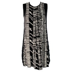 PROENZA SCHOULER Taille 4 Robe sans manches en viscose texturée noir et blanc