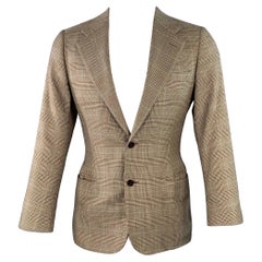 RALPH LAUREN Size 38 Regular Brown Beige Plaid Cashmere Silk Sport Coat