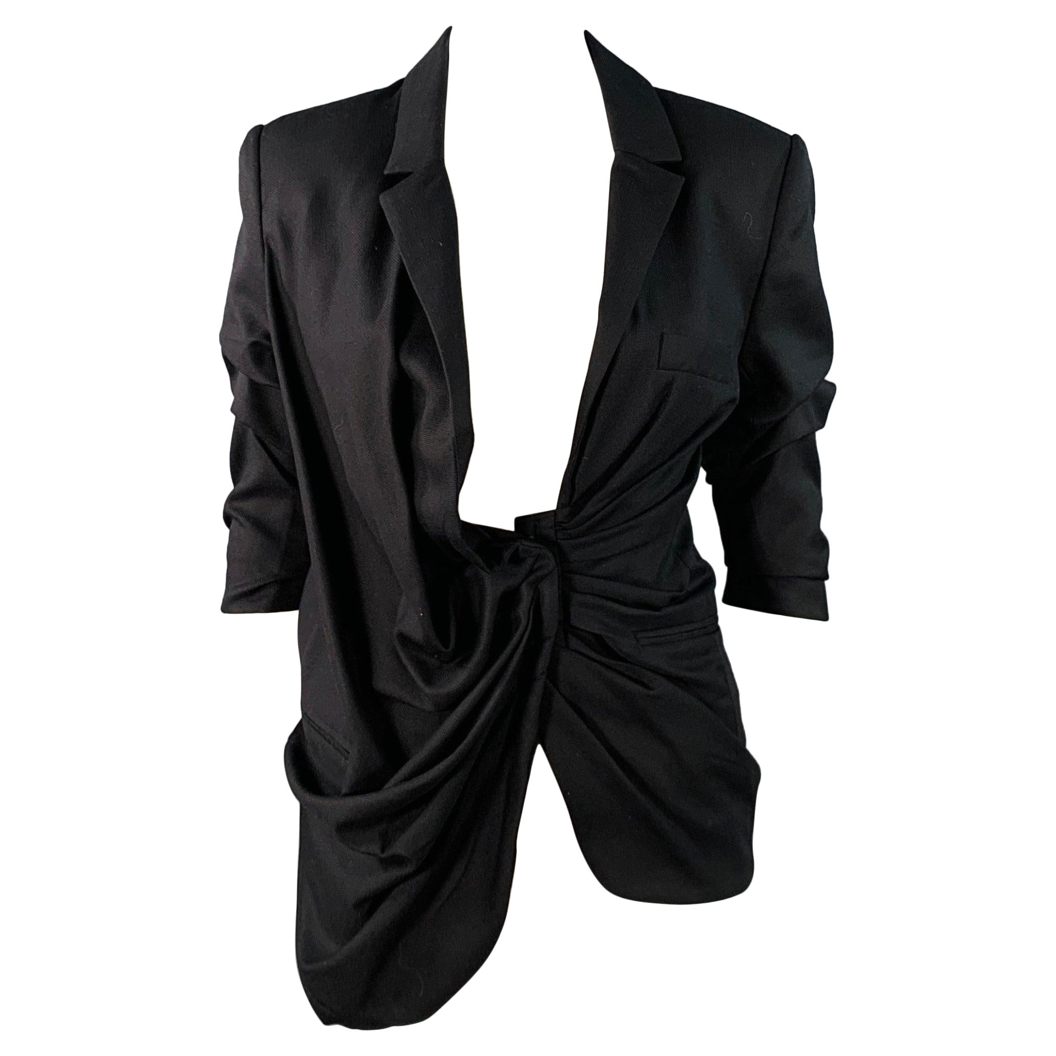 Jacquemus Printemps 2018 Taille 2 La Bomba Veste à manches courtes froncées en laine noire Blazer en vente