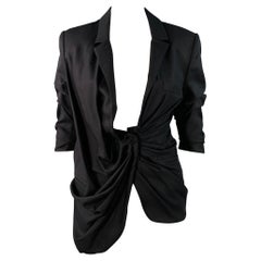 Jacquemus primavera 2018 taglia 2 La Bomba nera in lana con maniche corte increspate Giacca Blazer