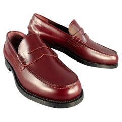 Burberry Size 9 Burgundy Leather Slip On Penny Loafers