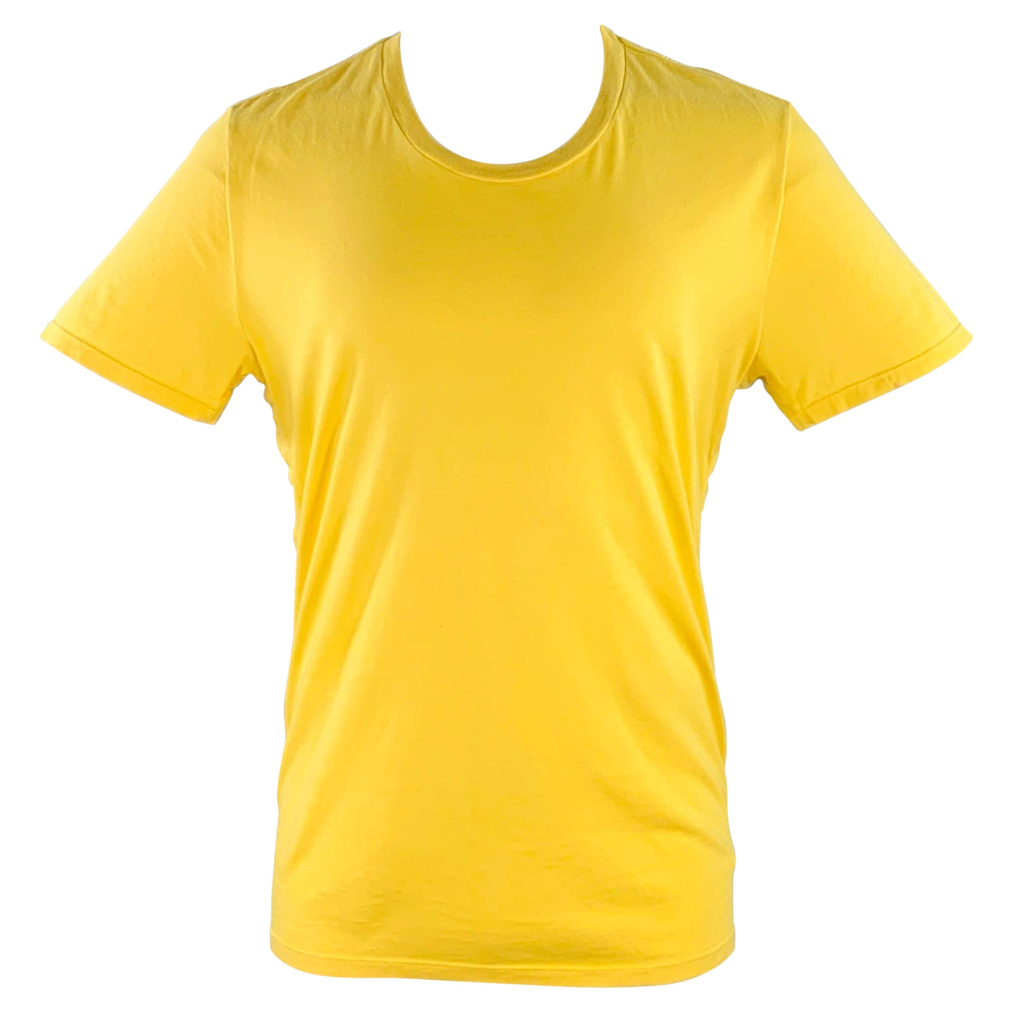 MAISON MARTIN MARGIELA Size M Yellow Cotton Side Snaps Crew Neck T-shirt en vente