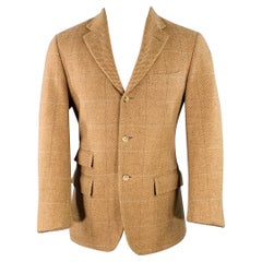 RALPH LAUREN Taille 38 Regular Tan Brown Plaid Wool Angora Notch Lapel Sport Coat