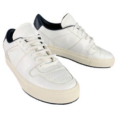 COMMON PROJECTS Size 11 White Black Leather Lace-Up Low Top Sneakers