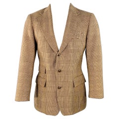 Ralph Lauren Taille 38 Regular Tan Brown Glenplaid Cotton Cashmere Sport Coat