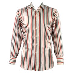 TURNBULL & ASSER Vintage Größe L Weiß Blau Rot Gestreift Baumwolle Langarmhemd