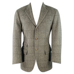 RALPH LAUREN Size 38 Regular Grey Light Grey Plaid Cashmere Sport Coat