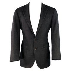 RALPH LAUREN Taille 38 Regular Grey Black Woven Wool Notch Lapel Sport Coat