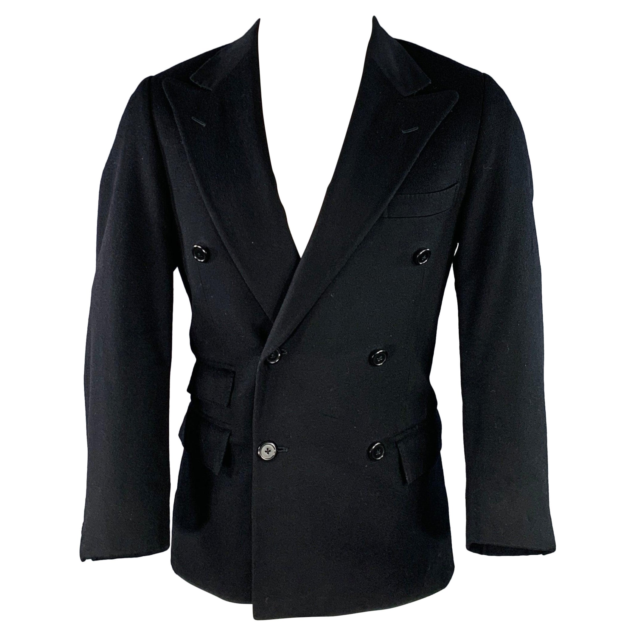 RALPH LAUREN Size 38 Regular Black Cashmere Double Breasted Sport Coat For Sale