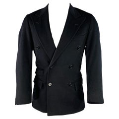 RALPH LAUREN Size 38 Regular Black Cashmere Double Breasted Sport Coat