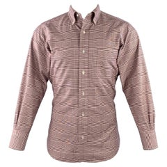 Black Fleece Size S Burgundy White Glenplaid Cotton One Pocket Long Sleeve Shirt