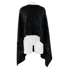 NEIMAN MARCUS Écharpe en tricot de cachemire à paillettes noires Châle