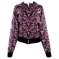 MARCELO BURLON Taille S Veste de pluie à capuche en polyamide imprimé serpent noir et violet