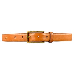 SAKS FIFTH AVENUE Size M Camel Gold Studded Leather Belt