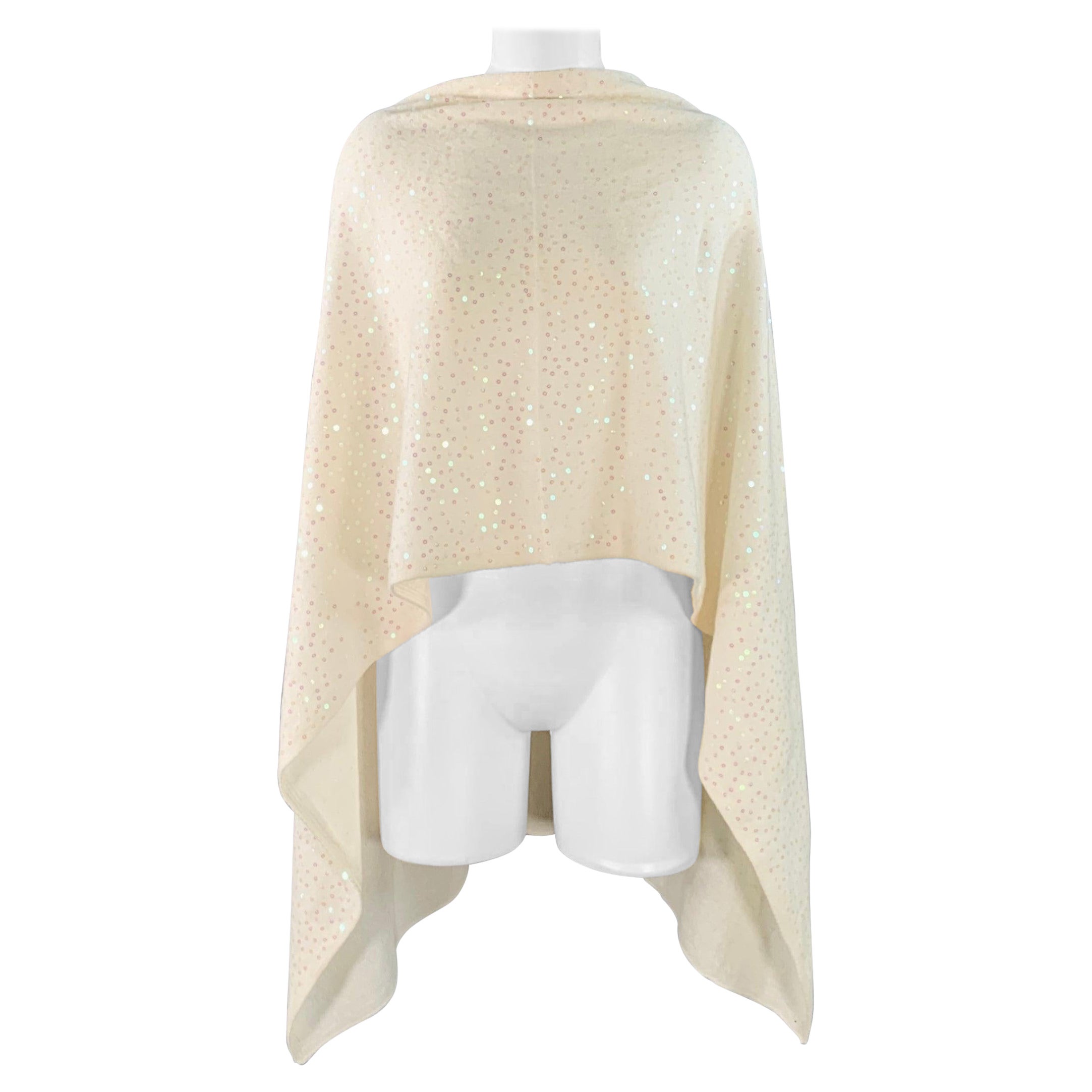 Sciarpa scialle in cashmere con paillettes NEIMAN MARCUS Beige Pink in vendita