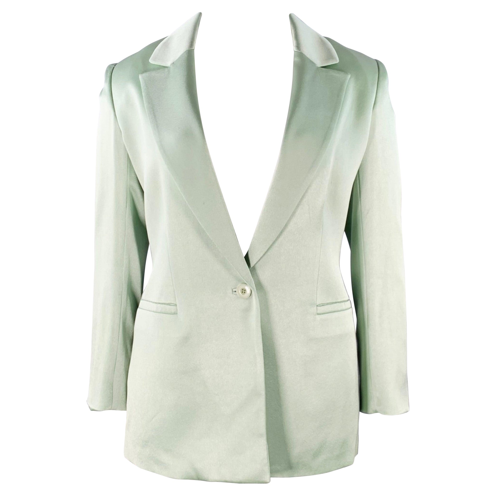 ALICE + OLIVIA Taille 12 Veste en satin mélangé vert menthe Blazer en vente
