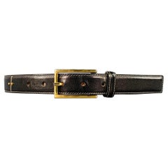 SAKS FIFTH AVENUE Size M Black Gold Studded Leather Belt
