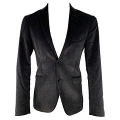 ETRO Size 38 Black Corduroy Cotton Blend Notch Lapel Sport Coat