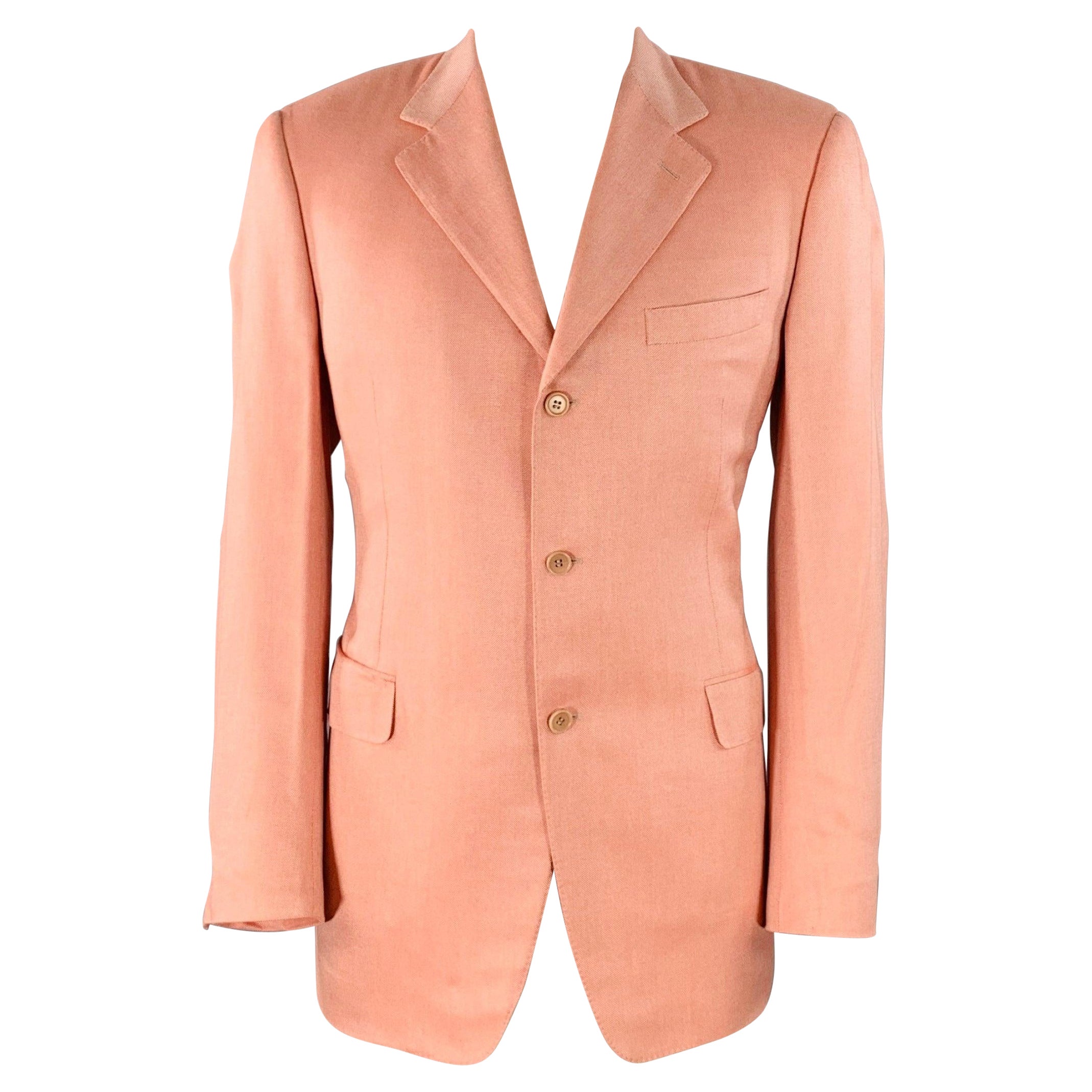 CANALI Taille 42 Long manteau de sport rose en bambou et rayonne à boutonnage unique et trois boutons en vente