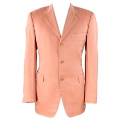 CANALI Talla 42 Largo Rosa Bambú Rayón De Un Pecho Tres Botones Abrigo Deportivo