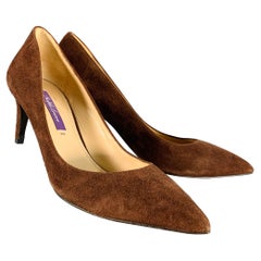 RALPH LAUREN COLLECTION Size 6.5 Brown Suede Pointed Toe Classic Pumps