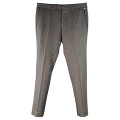 Gucci Taille 34 Pantalon habillé en sergé de laine gris avec braguette à boutons