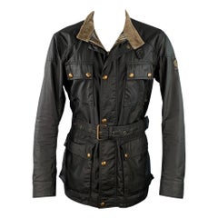 Belstaff 2012 Roadmaster Size M Black Waxed Cotton Zip Snaps Jacket
