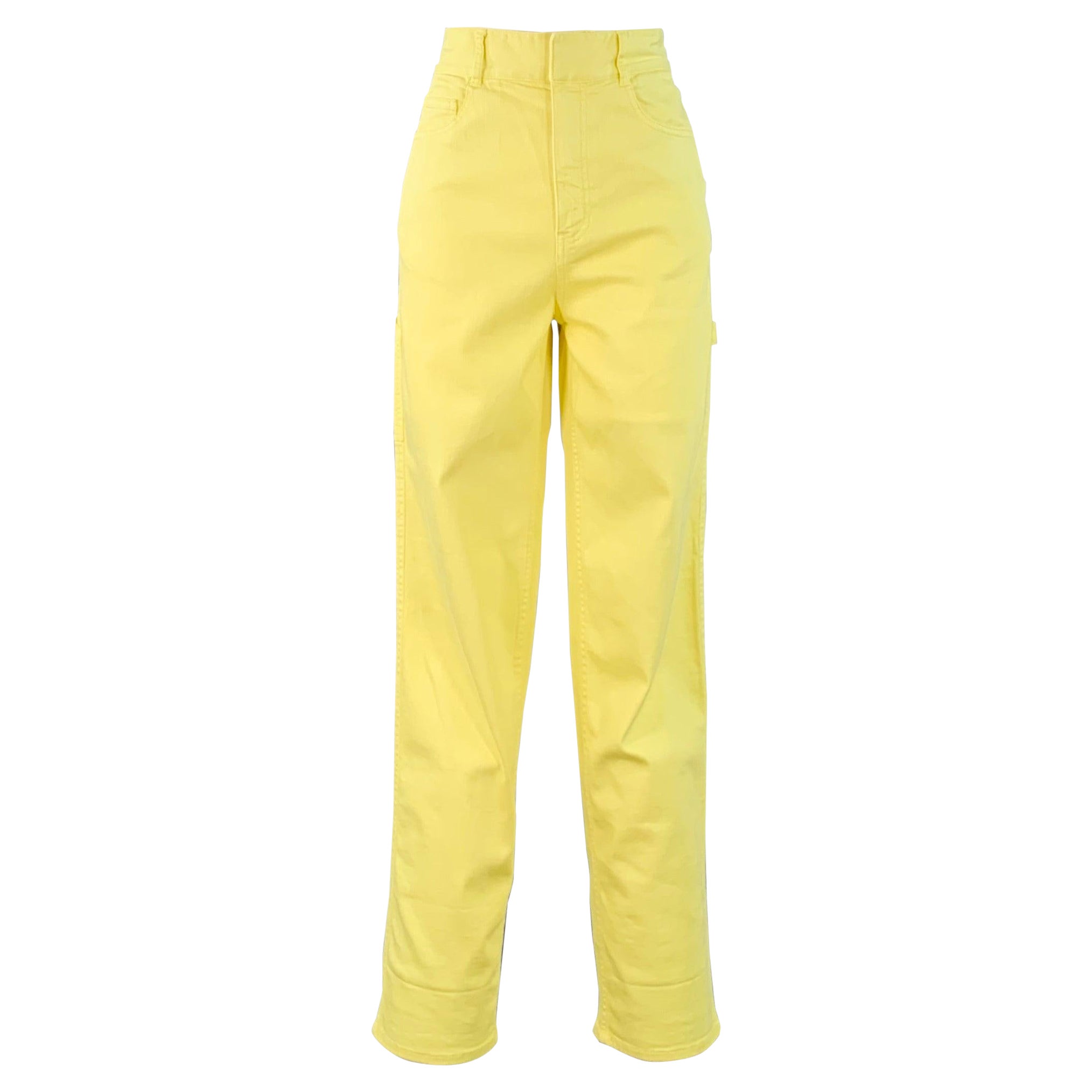 TIBI Size 25 Yellow Cotton Blend Straight Five Pocket Zip Fly Casual Pants For Sale
