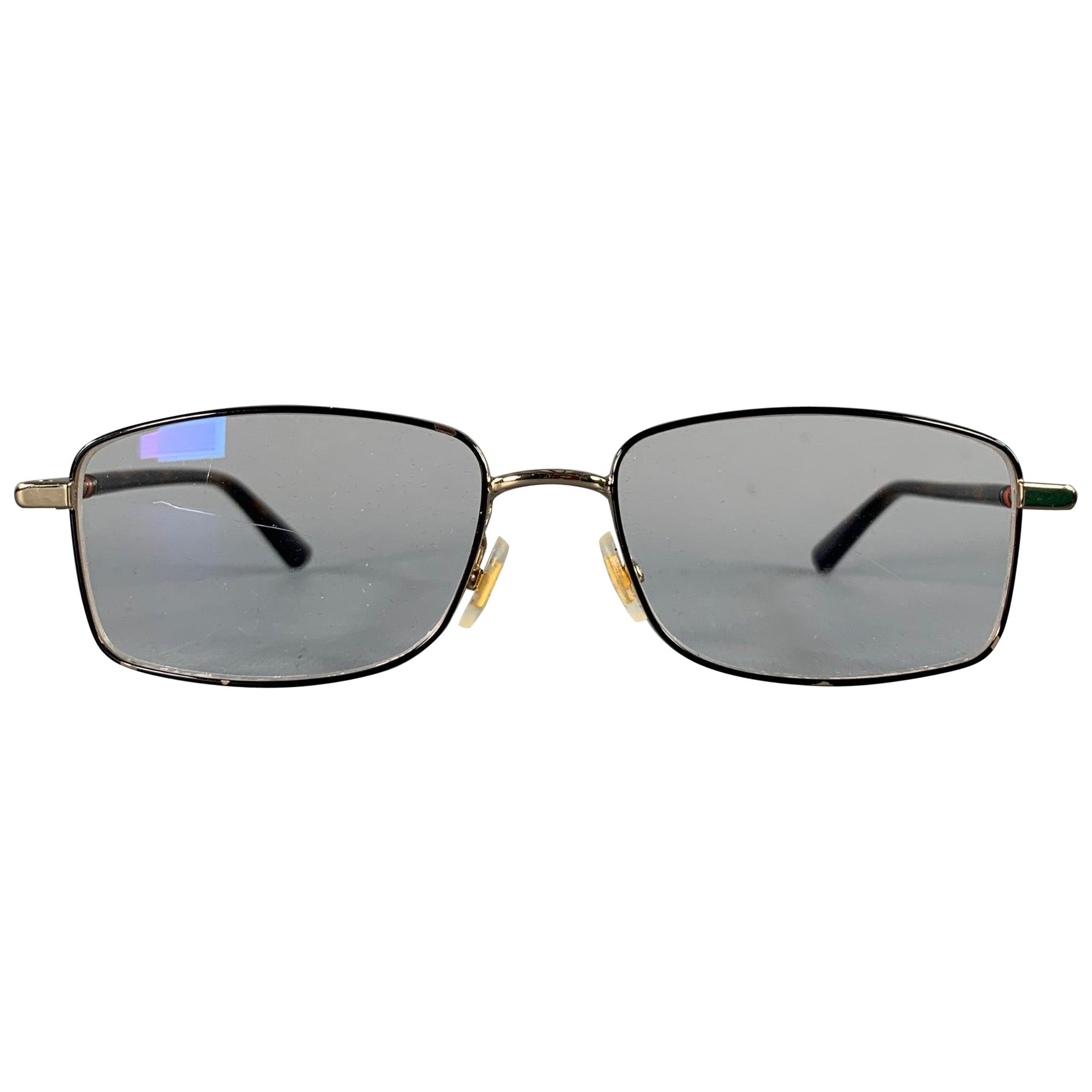 Montature per occhiali da vista GUCCI Gold Tortoise Shell Metal in vendita