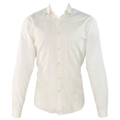 VALENTINO Size S White Cotton Studded Button Up  Chemise à manches longues