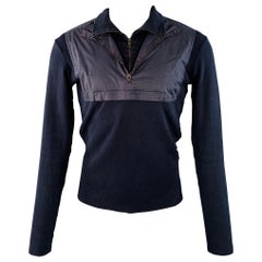 PRADA Size M Navy Cotton Layered 1/4 Zip Pullover