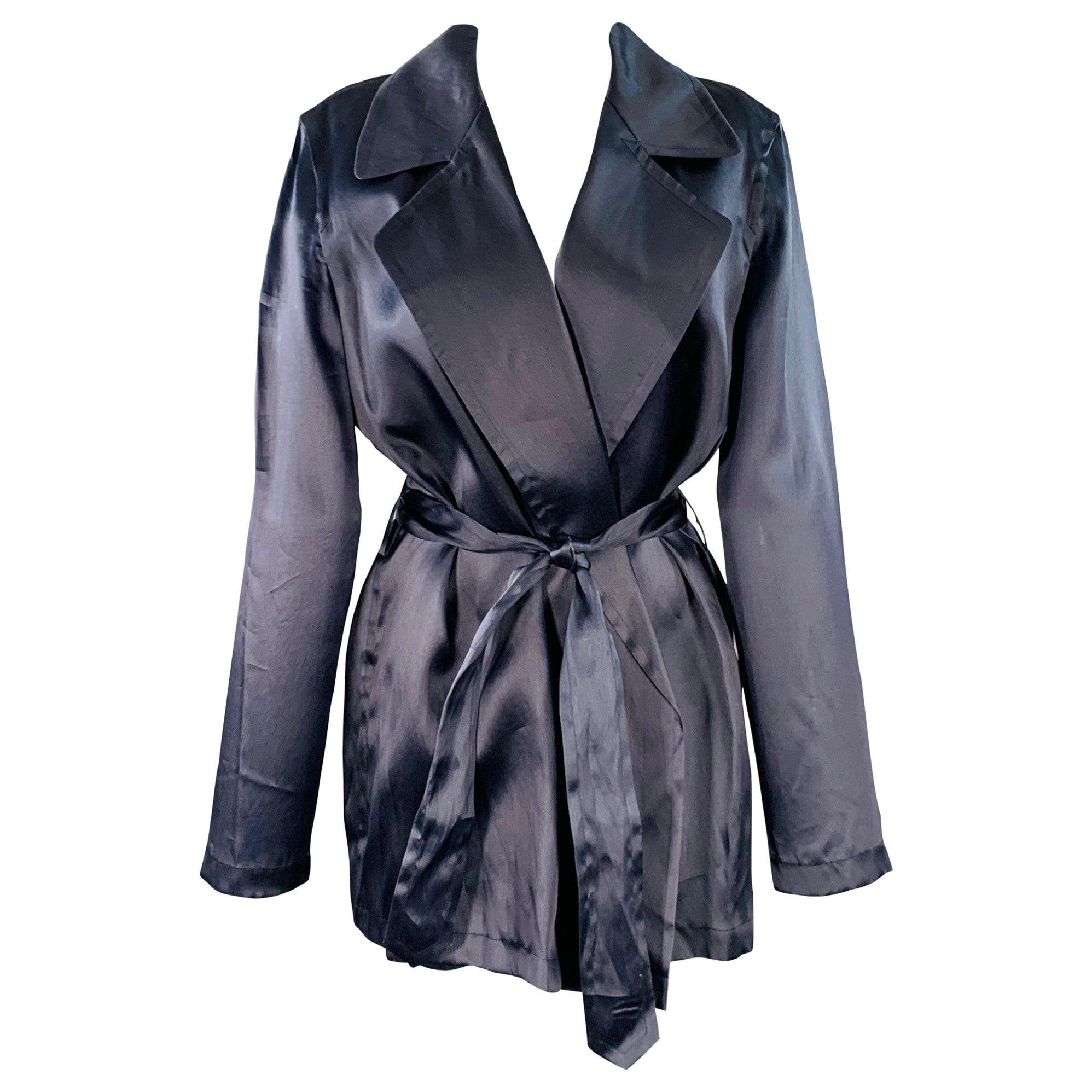 Donna Karan Taglia M Navy Giacca aperta sul davanti con cintura Blazer in vendita