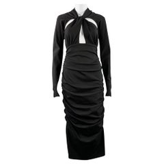 DOLCE & Gabbana Taille 8 Noir Viscose Blend Bodycon Ruched Cutout Cocktail Dress