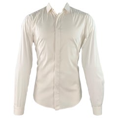 VALENTINO Taille M Chemise à manches longues en coton blanc à patte cachée