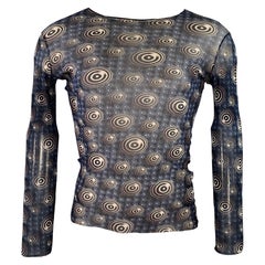 JEAN PAUL GAULTIER Size M Navy Black White Mesh Circles Nylon Pullover