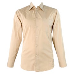 Issey Miyake Taille L Chemise à manches longues en coton beige à une poche