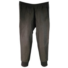 NEIL BARRETT Talla S Negro Espiga Lana Virgen Cintura Elástica Pantalones Casual
