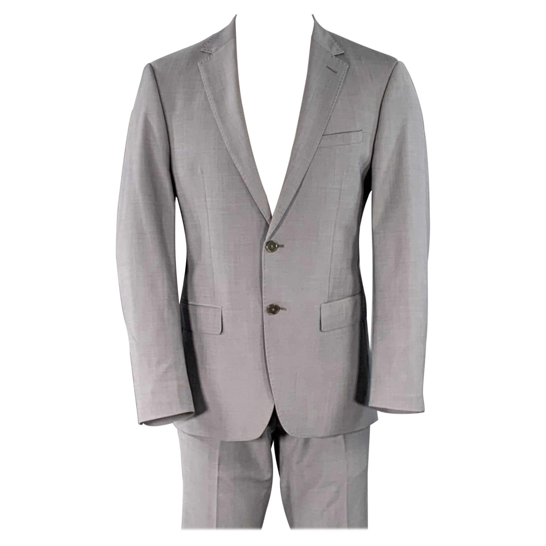CALVIN KLEIN Talla 40 Gris Mezcla de Lana Traje de un solo pecho con solapa de muesca en venta