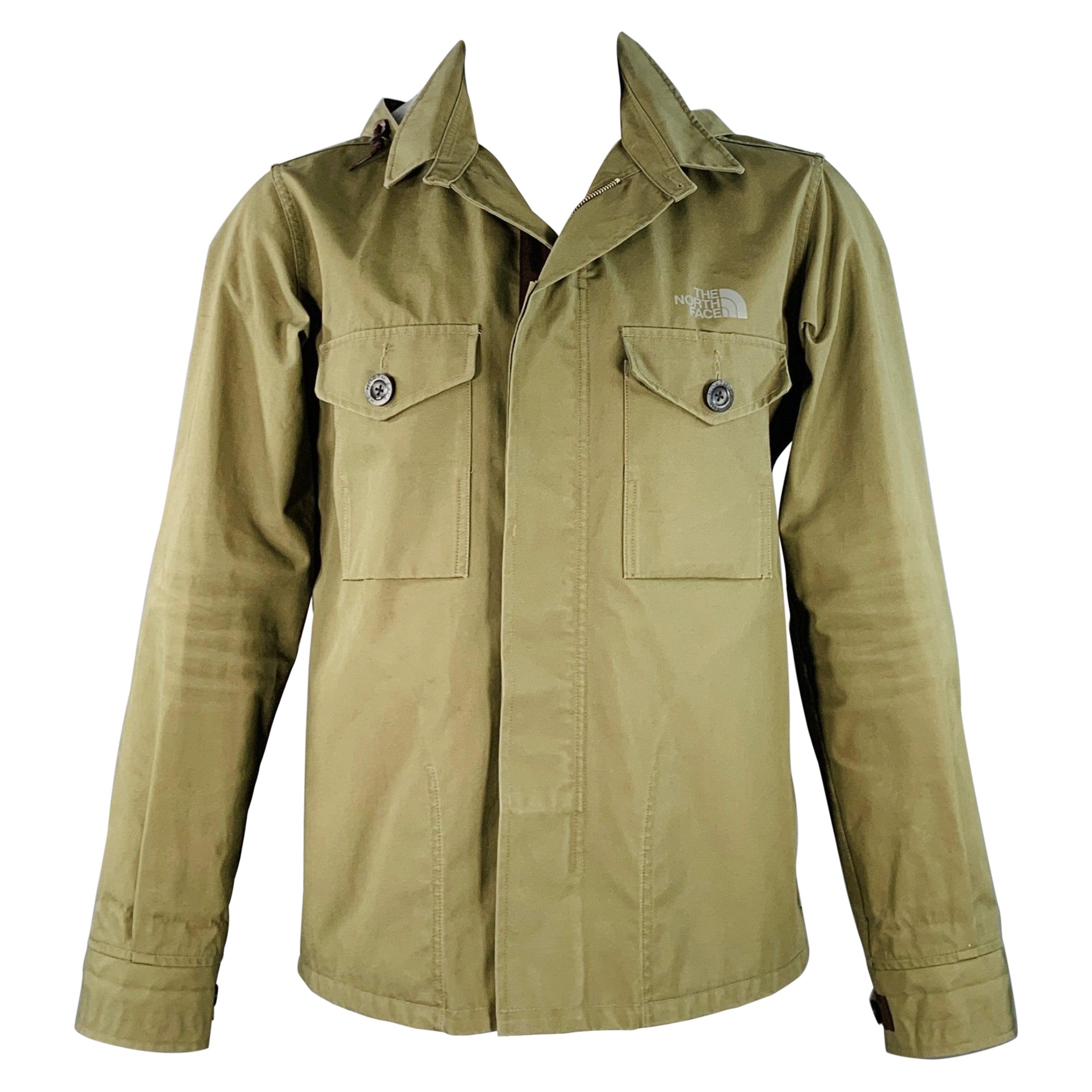 JUNYA WATANABE x THE NORTH FACE FW17 Size XL Green Olive Cotton Nylon Rain Resistant Zip Buttons Jacket For Sale